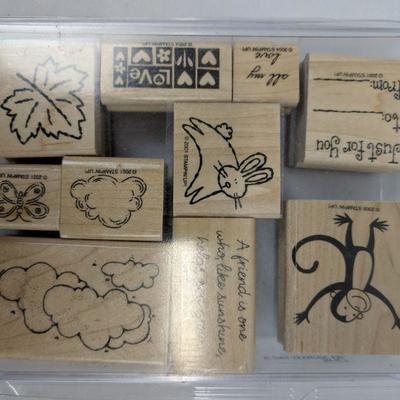 9 Wood Mounted Rubber Stamps (Monkey and Clouds)