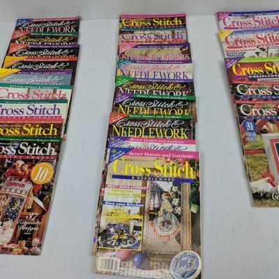 23 Cross Stitch & Needlework Magazines Jan '95- Oct '98