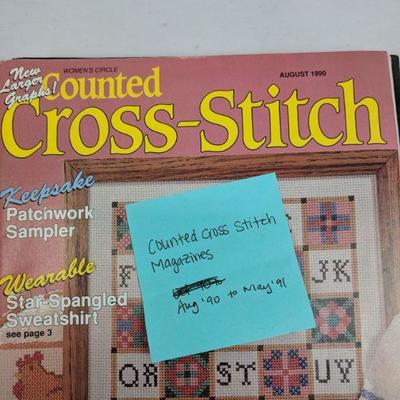 6 Counted Cross Stitch Magazines Aug 1990- May 1991