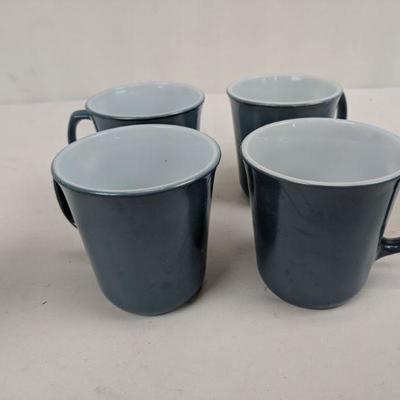 Blue Pyrex Mugs, Set of 4
