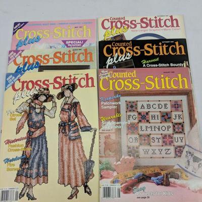 6 Counted Cross Stitch Magazines Aug 1990- May 1991