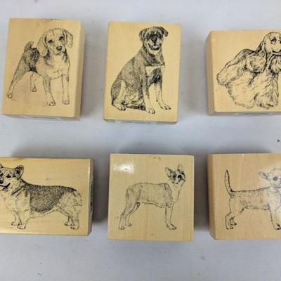 6 Dog Wood Mounted Rubber Stamps