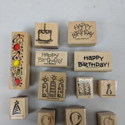12 Birthday Wood Mounted Rubber Stamps