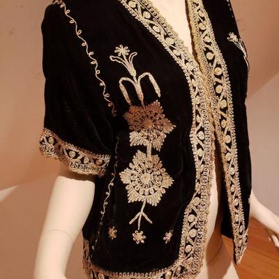 1920 silk velour gold hand embroidered ethnic jacket