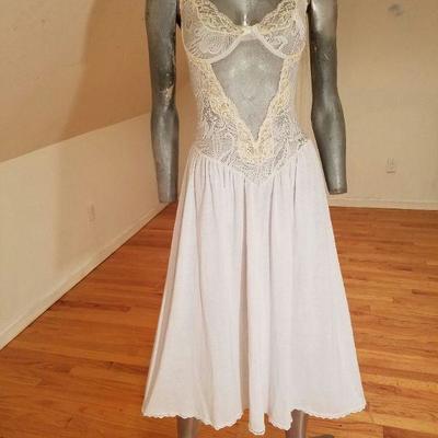  Vtg Lace cotton Bralette full slip Dress 