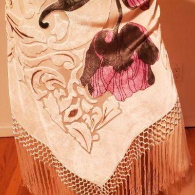 Vtg Hobo Chic New Orleans silk Designer burnout fringed high low dress