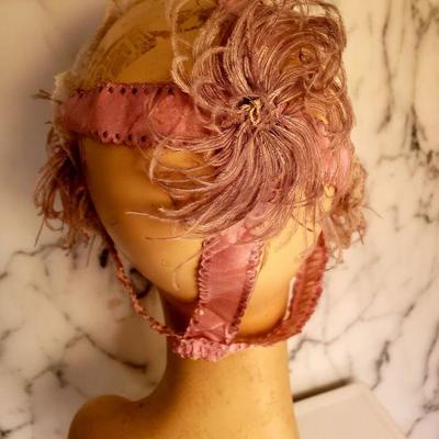 Edwardian silk lace & Feathers Bedroom boudoir Bonnet 