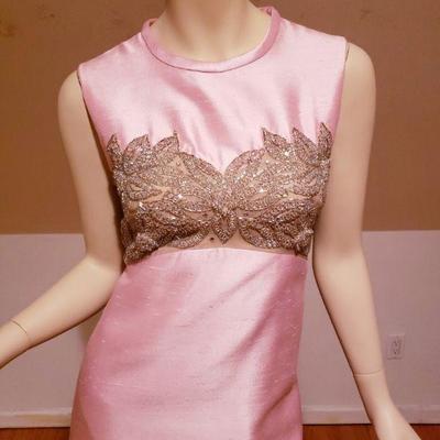  Bernetti  Original 1960 silk shantung embellished gown
