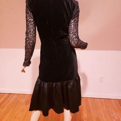 Vtg Guy Laroche Boutique demi Couture Lace velour dress Paris