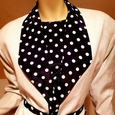 Vtg Blue/White Polka Dot dress/jacket Ensemble Ann Kirk Sz-22