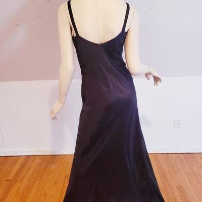 1930 slip dress satin de lis applique metal zip