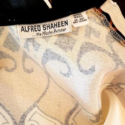 Vtg Alfred Shaheen 1960's signed hand screened maxi dress/caftan