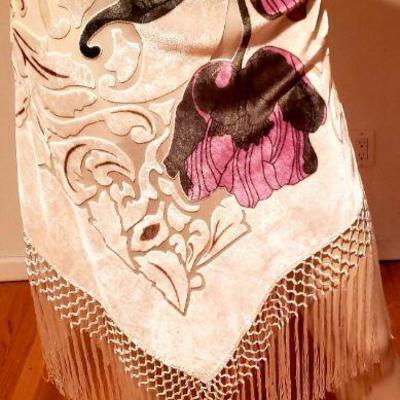 Vtg Hobo Chic New Orleans silk Designer burnout fringed high low dress