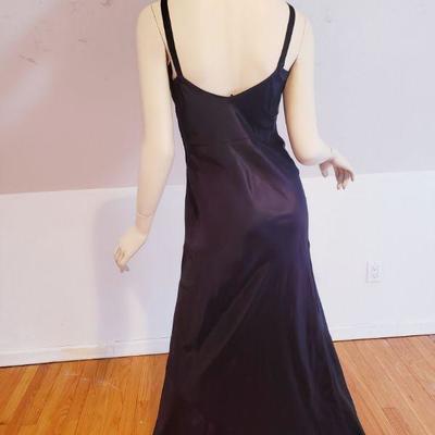 1930 slip dress satin de lis applique metal zip