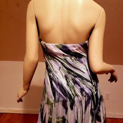 Goddess silk chiffon shirred gown w/wings 