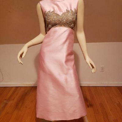  Bernetti  Original 1960 silk shantung embellished gown