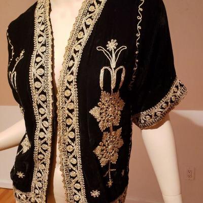 1920 silk velour gold hand embroidered ethnic jacket