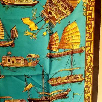  Hermes 1966 Rare 1st Edition Jonques et Sampans silk scarf signed