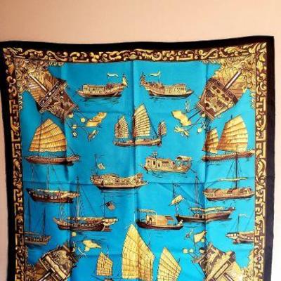  Hermes 1966 Rare 1st Edition Jonques et Sampans silk scarf signed