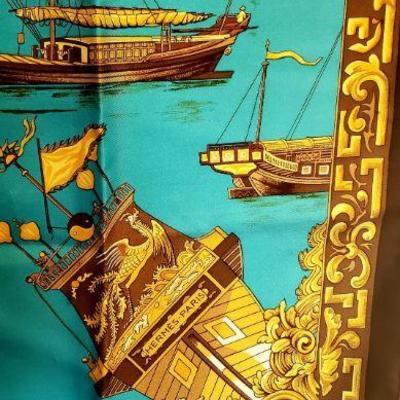  Hermes 1966 Rare 1st Edition Jonques et Sampans silk scarf signed