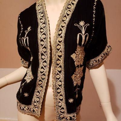 1920 silk velour gold hand embroidered ethnic jacket