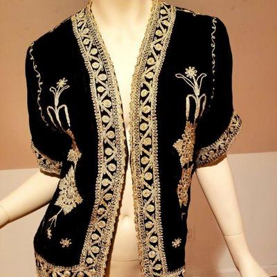 1920 silk velour gold hand embroidered ethnic jacket