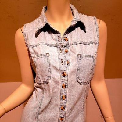 Vtg Bill Blass Chambray Denim Button front dress