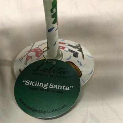 Skiing Santa Martini Glass