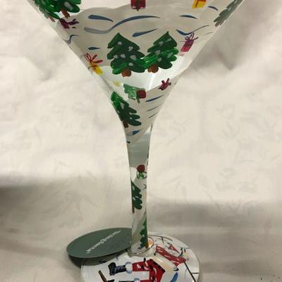 Skiing Santa Martini Glass