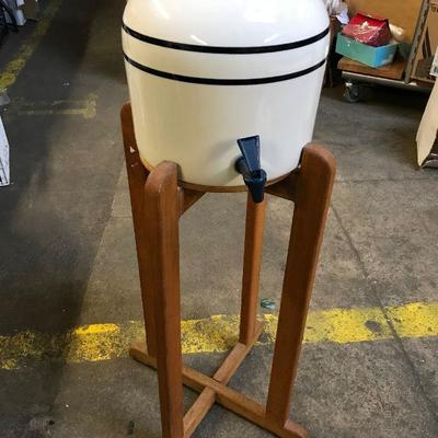 Water Dispenser on Wood Stand