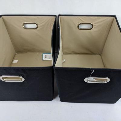 2 Black Large Tapered Bins, 18.5 L x 14.37 W x 12.6 H, Qty 2 - New