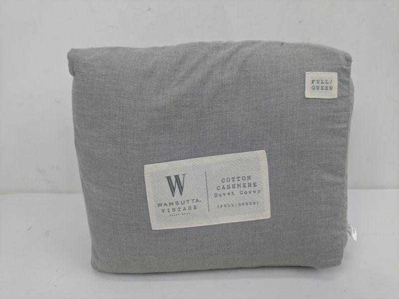 Wamsutta Vintage Cotton Cashmere Duvet Cover Gray Full Queen