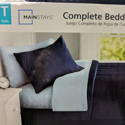 Mainstays Navy 6 pc Bedding Set, Twin - New 