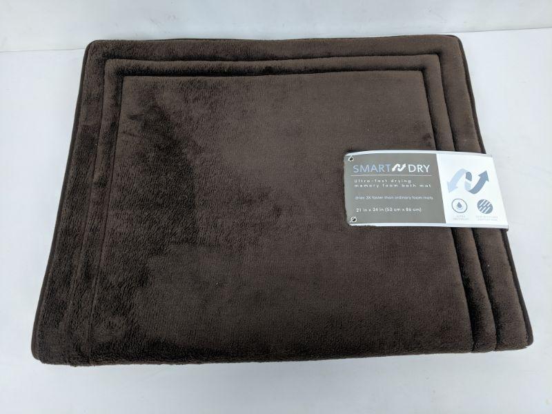 Smart Dry Memory Foam Bath Mat, 21" x 34", Brown New