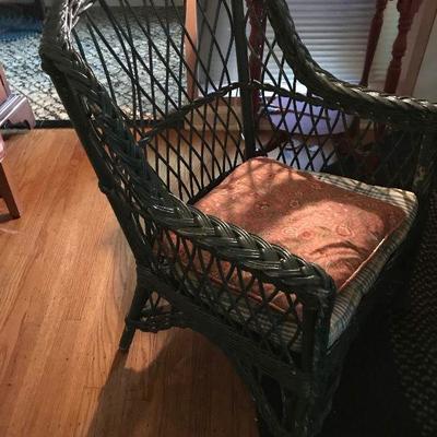 Vintage Green Wicker Chair