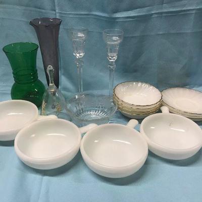 Box lot-glass-milk glass