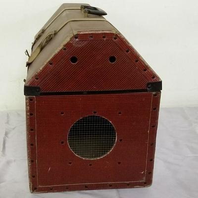 Large 1950s Houndstooth pet carrier