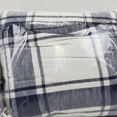 Set of 2-20x20 in Navy Plaid Throw Pillows, Reversible, BH&G - New