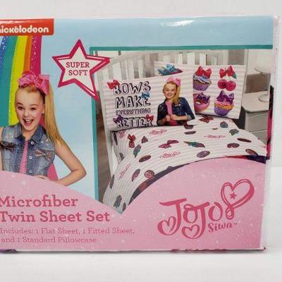 Twin Sheet Set, Jojo Siwa, Microfiber, 1 Flat/1 Fitted/1 Pillowcase - New