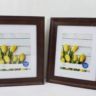 2-11x14 Frames Matted to 8x10, Brown with Slight Scratches Around Edges - New