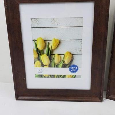 2-11x14 Frames Matted to 8x10, Brown with Slight Scratches Around Edges - New