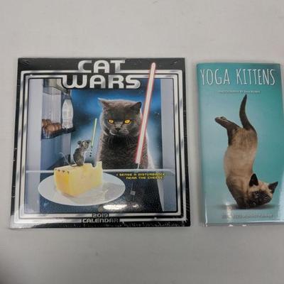 Cat Wars Calendar 2019 & Yoga Kittens Monthly Planner 2019-2020 - New