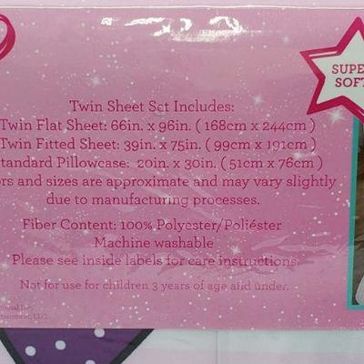 Twin Sheet Set, Jojo Siwa, Microfiber, 1 Flat/1 Fitted/1 Pillowcase - New