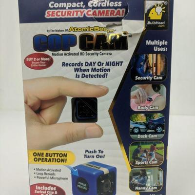 Cop Cam, One Button Operation, 8GB Memory Card - New, Damaged Box