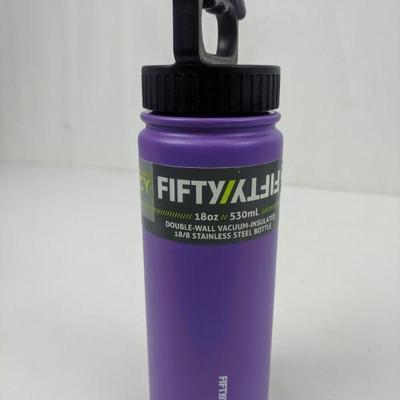 Fifty 18 oz Vacuum-Insulated Purple Stainless Steel Bottle - New