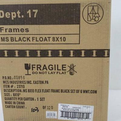 Set of 6 Black Flex Float Frames, 8x10, Mainstays - New