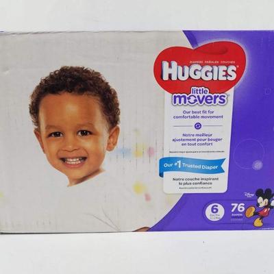 Huggies Little Movers Size 6 Diapers, Qty 76 Sealed Box - New