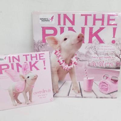 Two 16-Month 2019 Calendars In The Pink Pig Susan G Komen - New