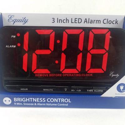 3 Inch LED Alarm Clock by Equity - New