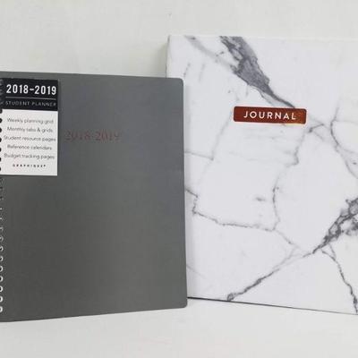 2018-2019 Student Planner & Undated Marble Look Journal - New